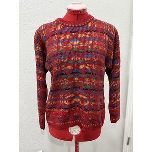 Vintage Pattern Knit Sweater Colorful Crewneck‎ Pullover